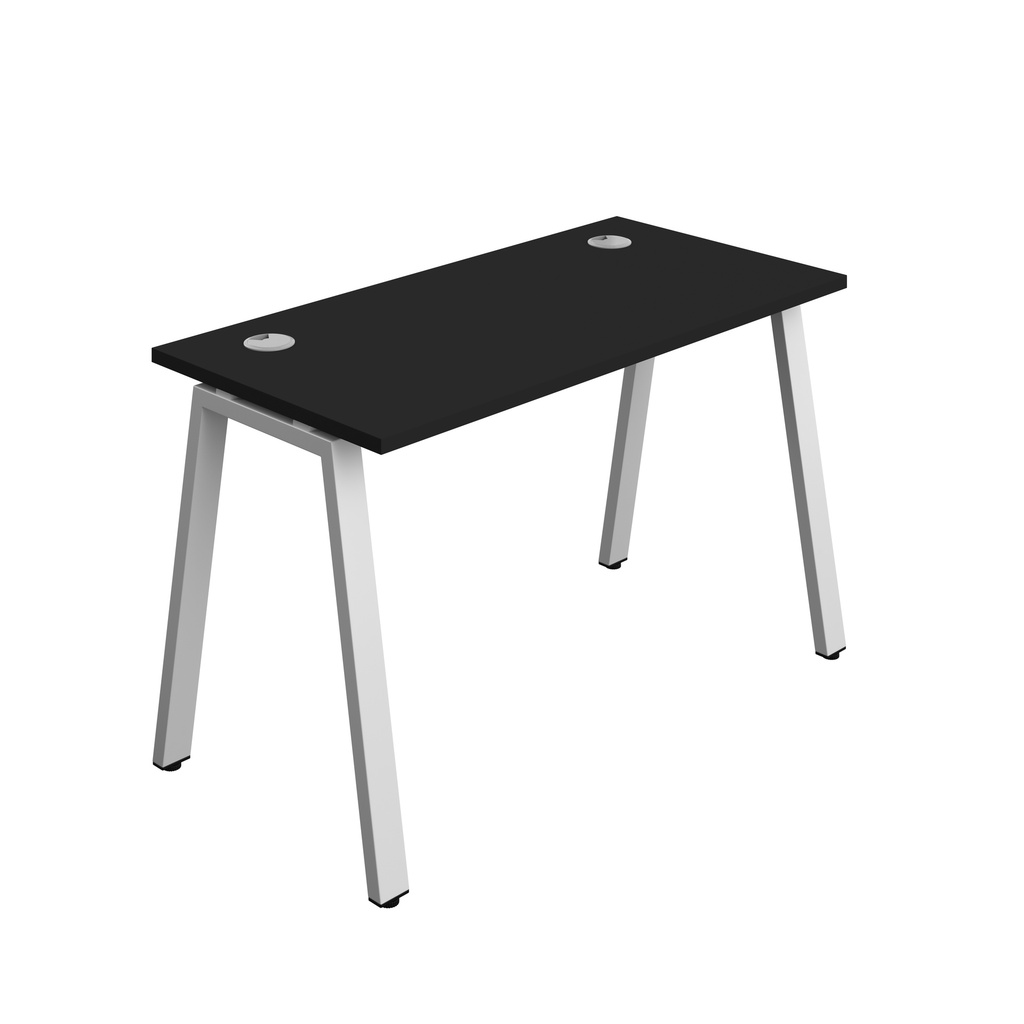 Synergy|1P Bench Desk|Cable Ports|A-Frame|1200X700|Black-Silver