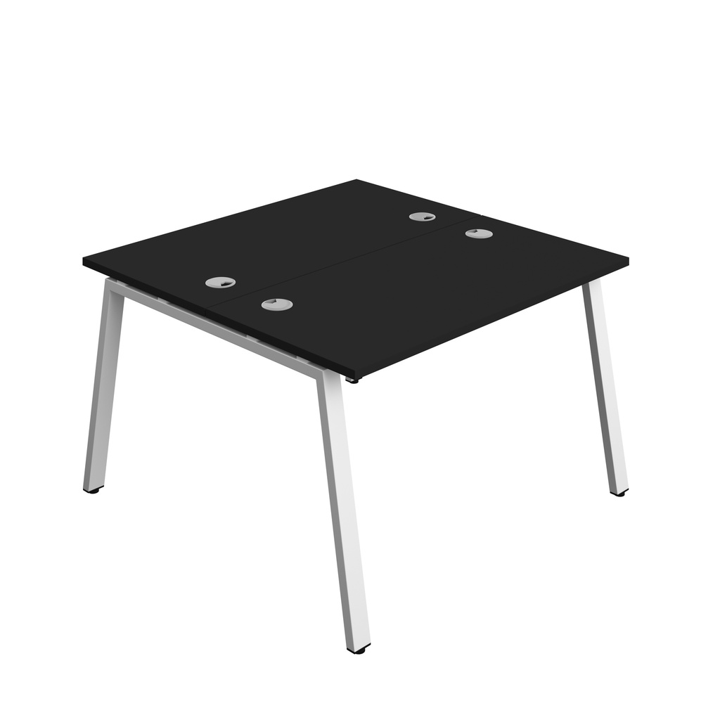 Synergy|2P Bench Desk|Cable Ports|A-Frame|1200X700|Black-White