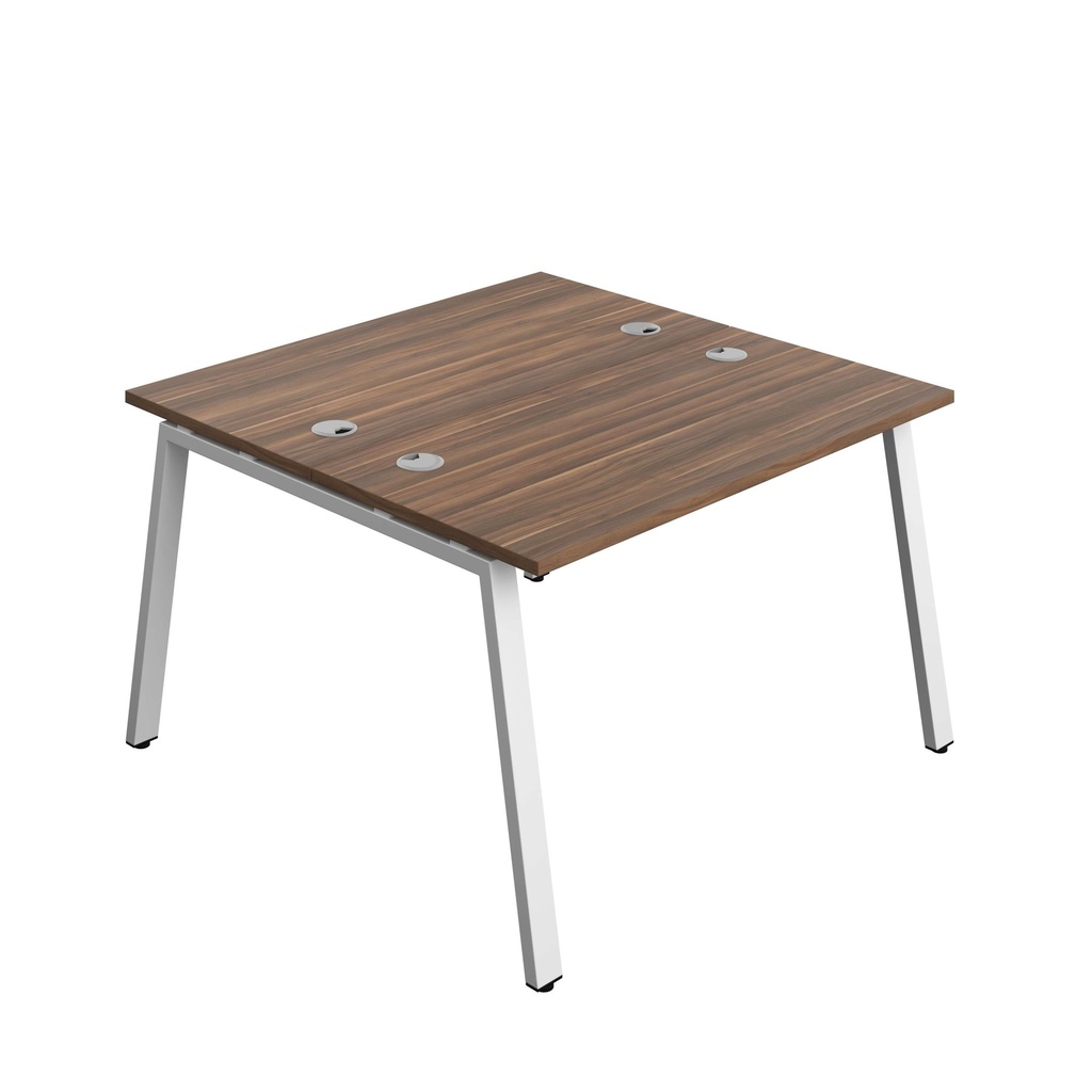 Synergy Bench With Cable Ports: 2 Person (Fsc) | A-Frame Leg | 1200 X 700 | Dark Walnut/White