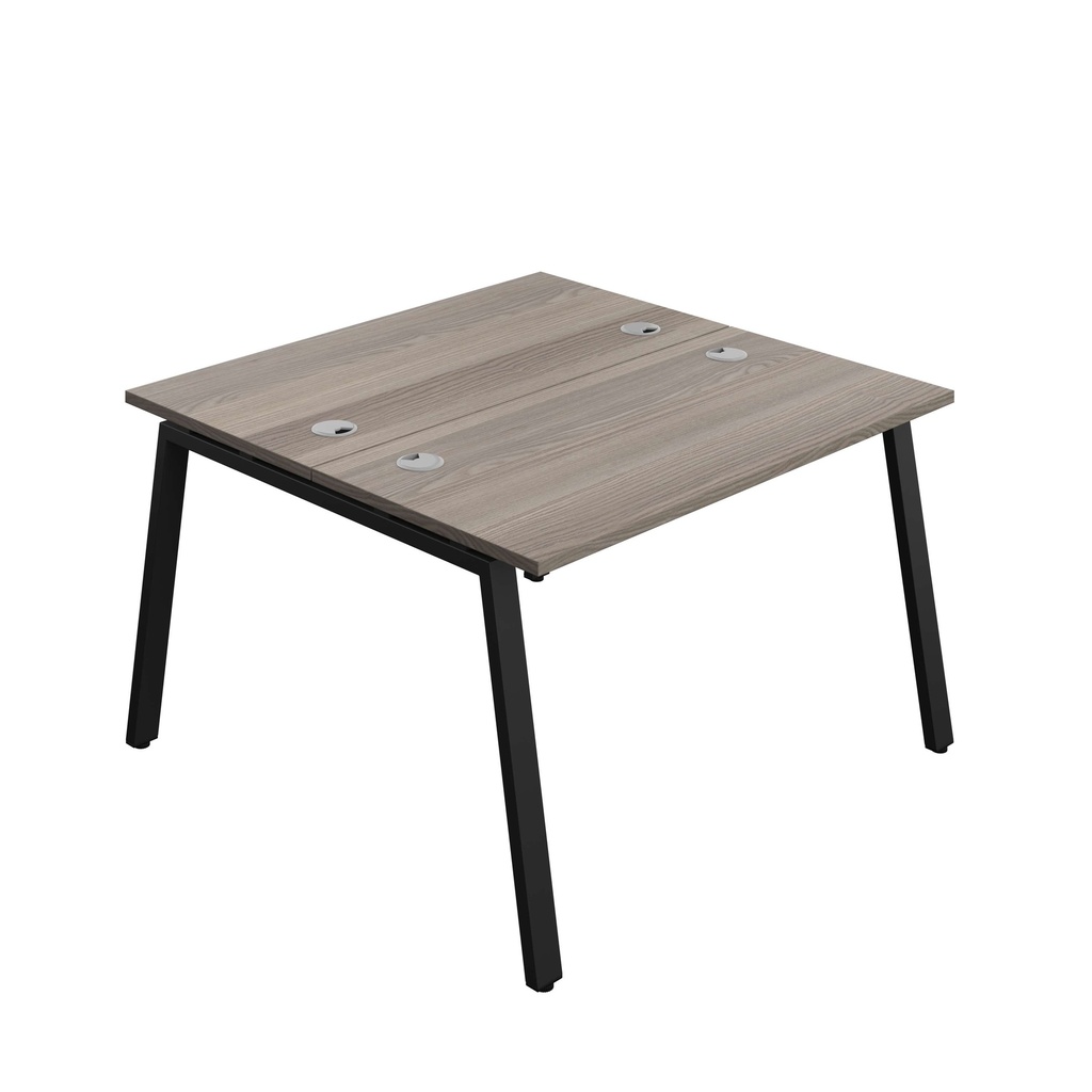 Synergy Bench With Cable Ports: 2 Person (Fsc) | A-Frame Leg | 1200 X 700 | Grey Oak/Black