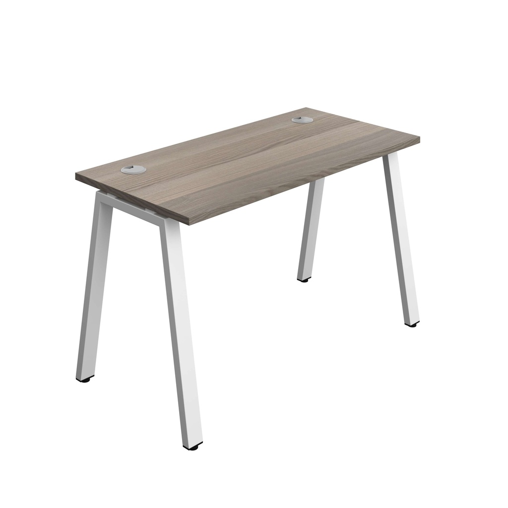 Synergy Bench With Cable Ports: 1 Person (Fsc) | A-Frame Leg | 1200 X 700 | Grey Oak/White