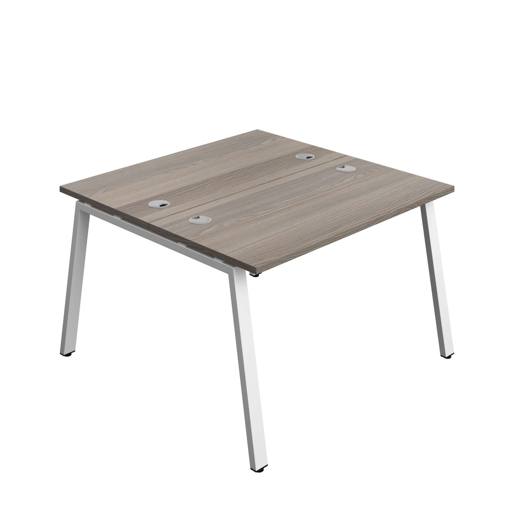 Synergy Bench With Cable Ports: 2 Person (Fsc) | A-Frame Leg | 1200 X 700 | Grey Oak/White