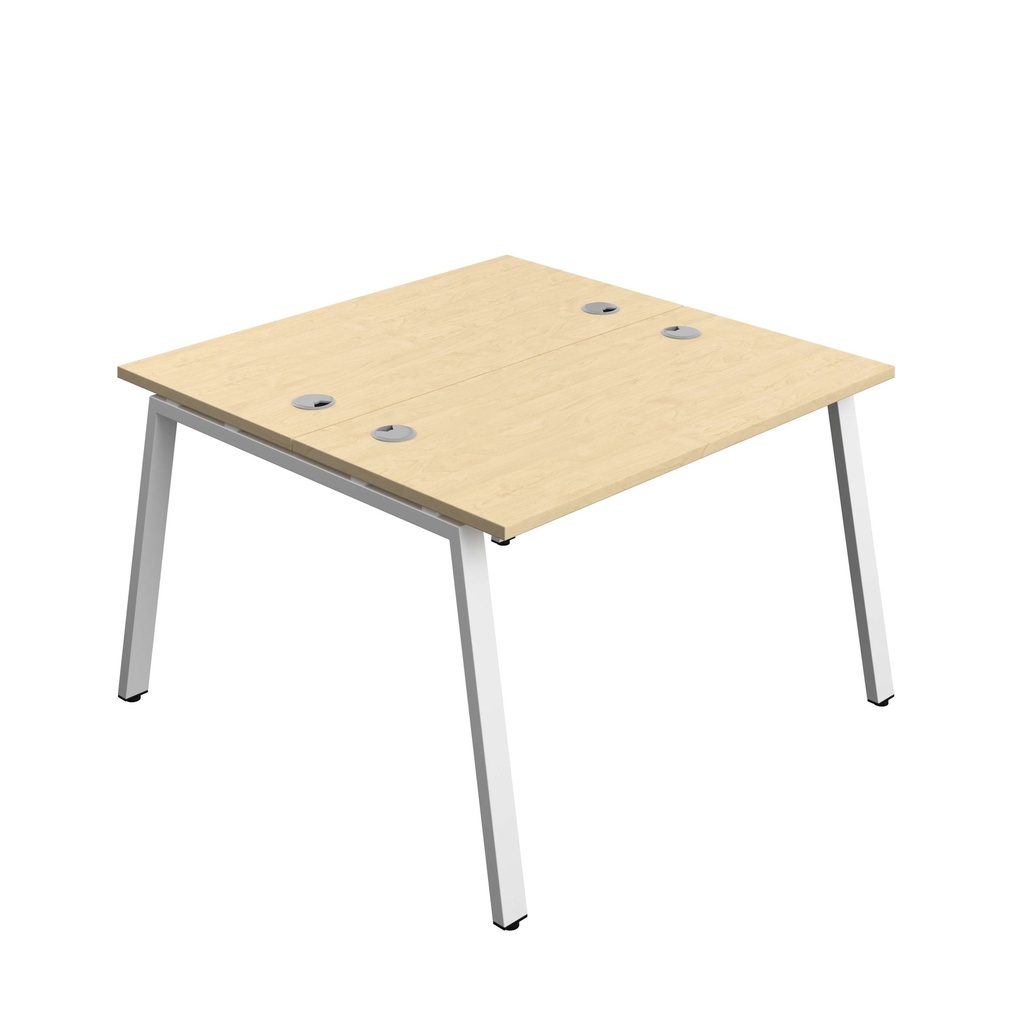 Synergy Bench With Cable Ports: 2 Person (Fsc) | A-Frame Leg | 1200 X 700 | Maple/White