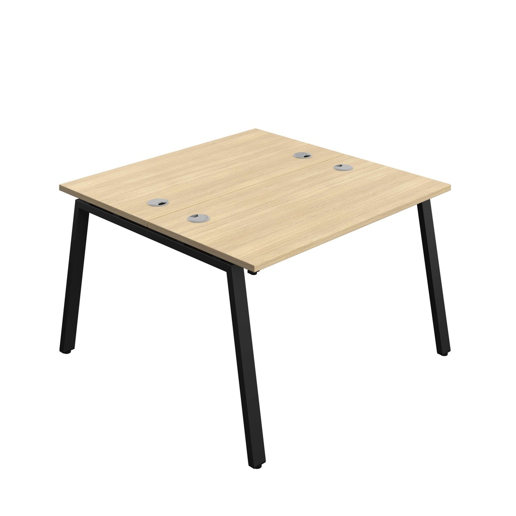 Synergy Bench With Cable Ports: 2 Person (Fsc) | A-Frame Leg | 1200 X 700 | Nova Oak/Black