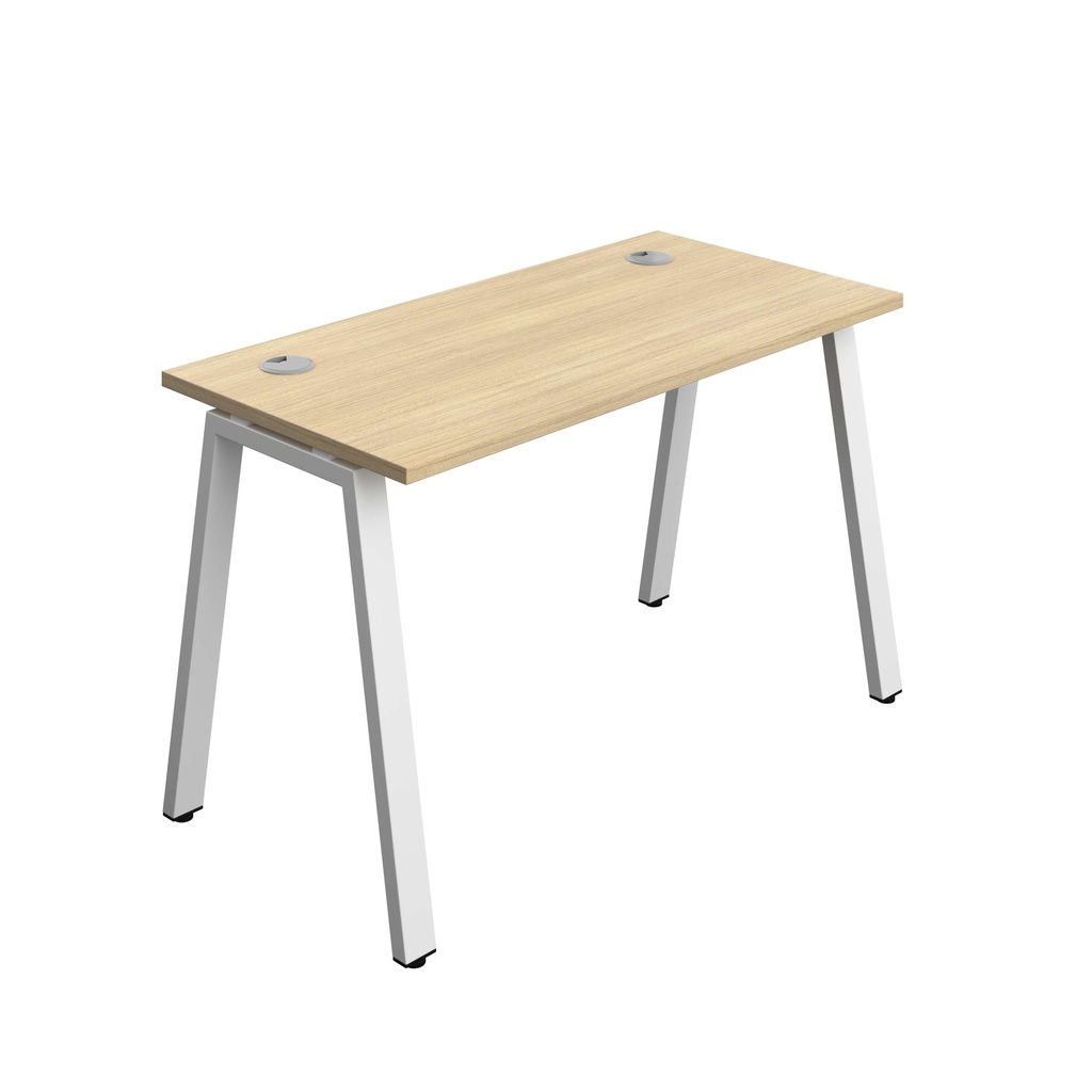 Synergy Bench With Cable Ports: 1 Person (Fsc) | A-Frame Leg | 1200 X 700 | Nova Oak/White