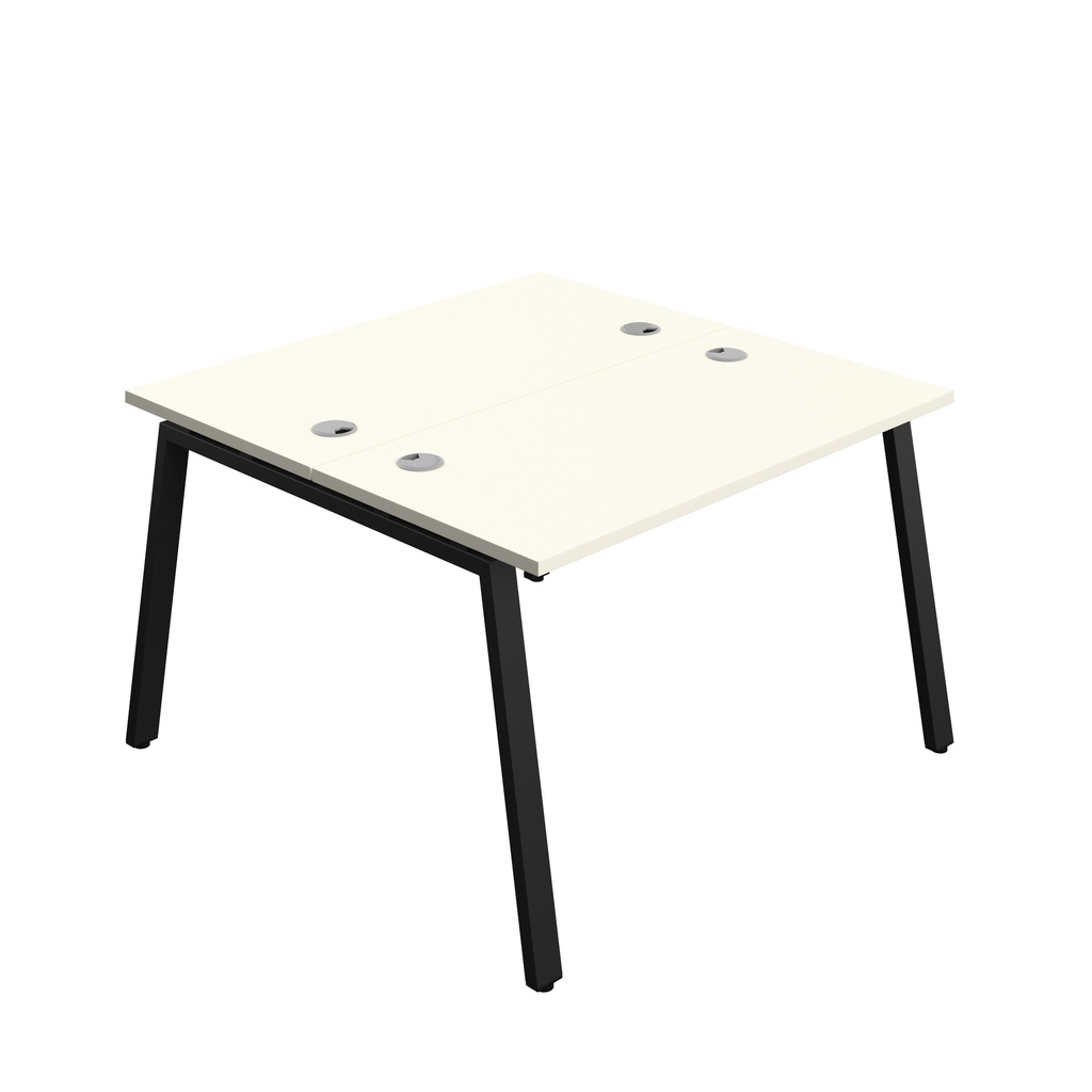 Synergy|2P Bench Desk|Cable Ports|A-Frame|1200X700|White-Black