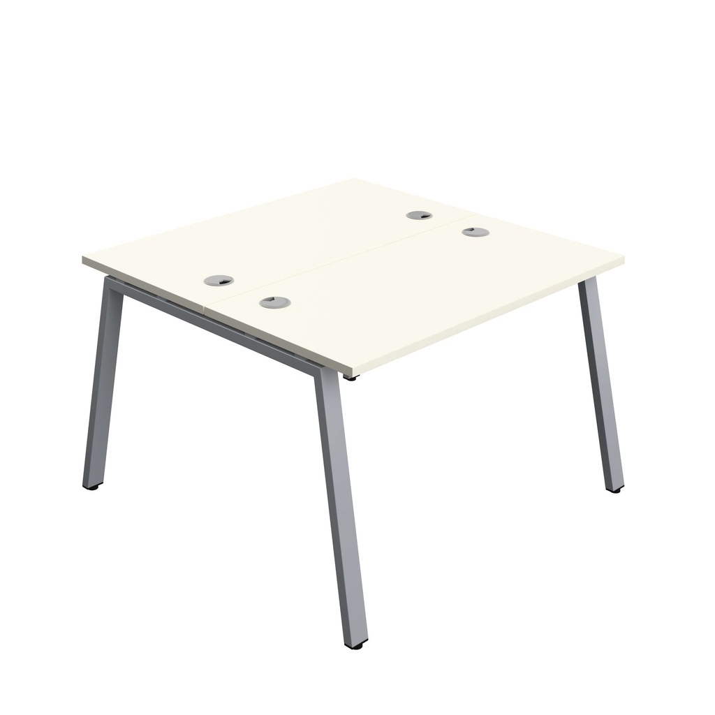 Synergy Bench With Cable Ports: 2 Person (Fsc) | A-Frame Leg | 1200 X 700 | White/Silver