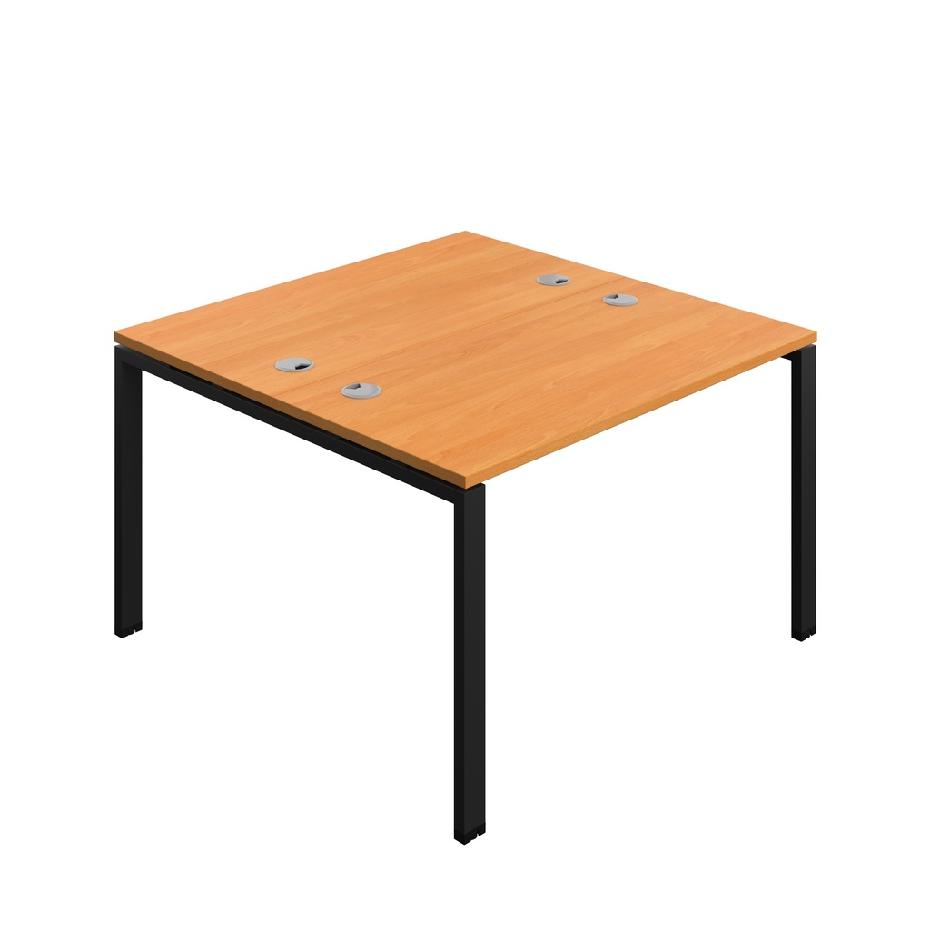 Synergy|2P Bench Desk|Cable Ports|Goal Post|1200X700|Beech-Black