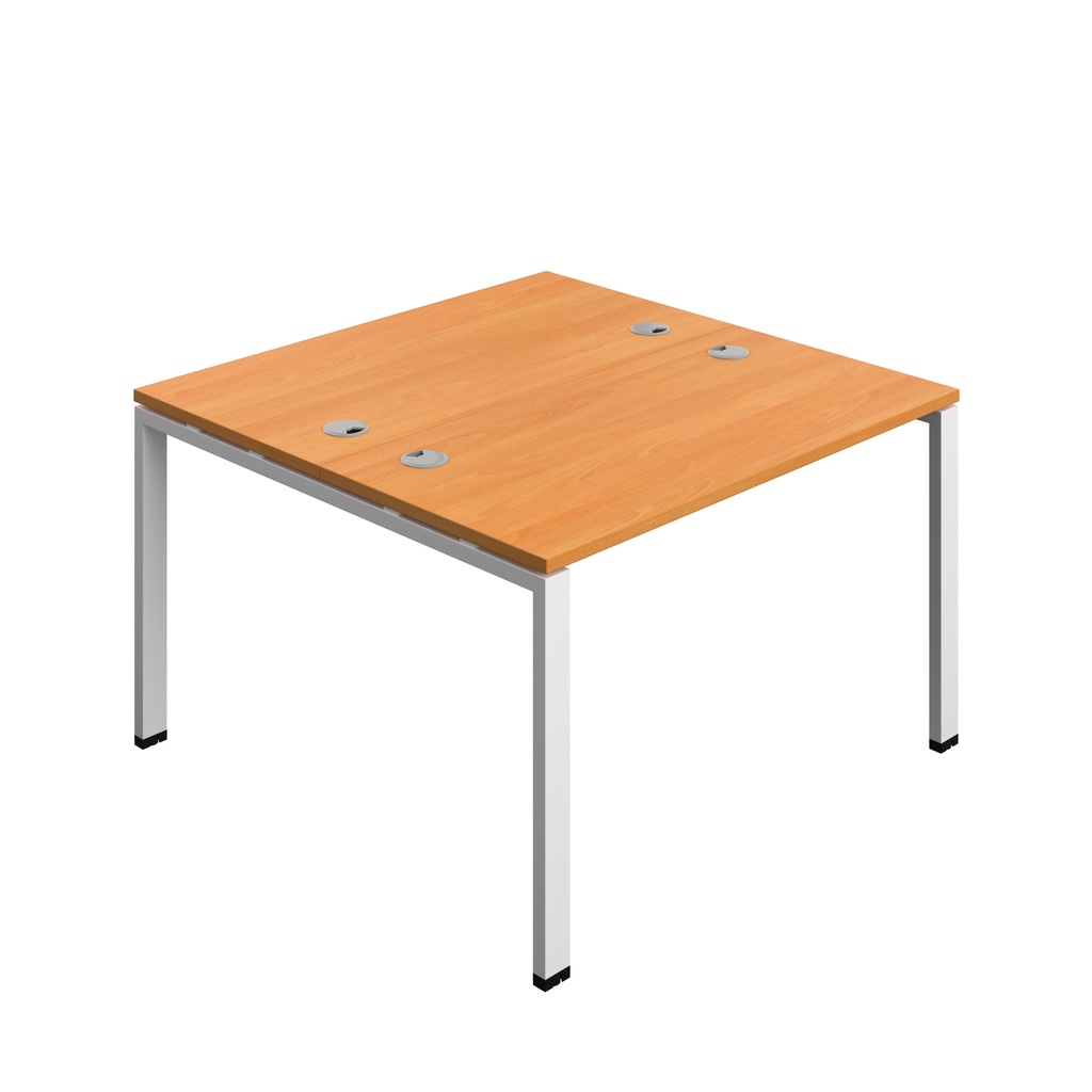 Synergy|2P Bench Desk|Cable Ports|Goal Post|1200X700|Beech-White