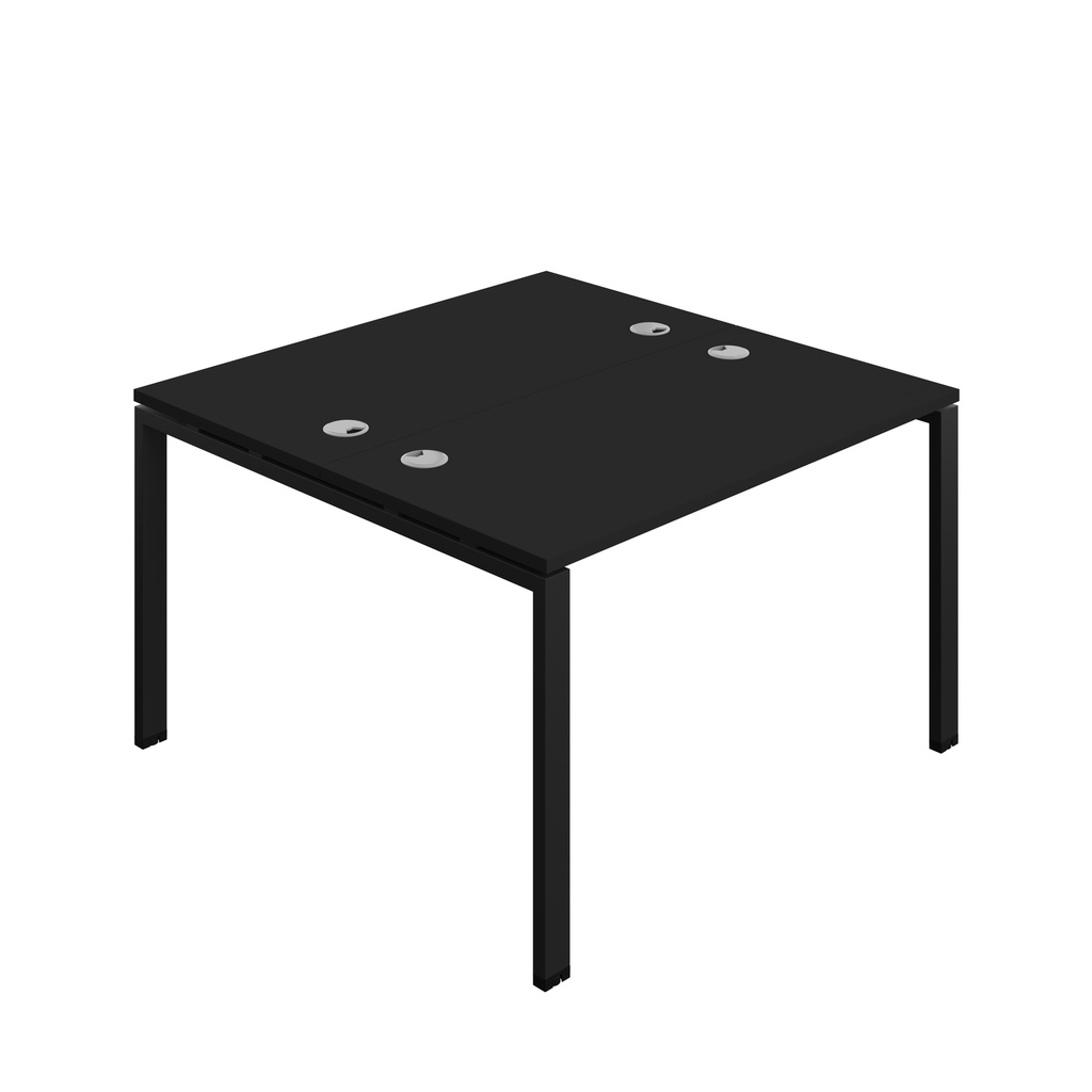 Synergy|2P Bench Desk|Cable Ports|Goal Post|1200X700|Black-Black