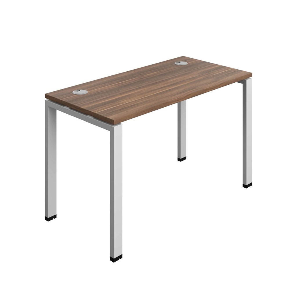 Synergy Bench With Cable Ports: 1 Person (Fsc) | Goal Post Leg | 1200 X 700 | Dark Walnut/Silver