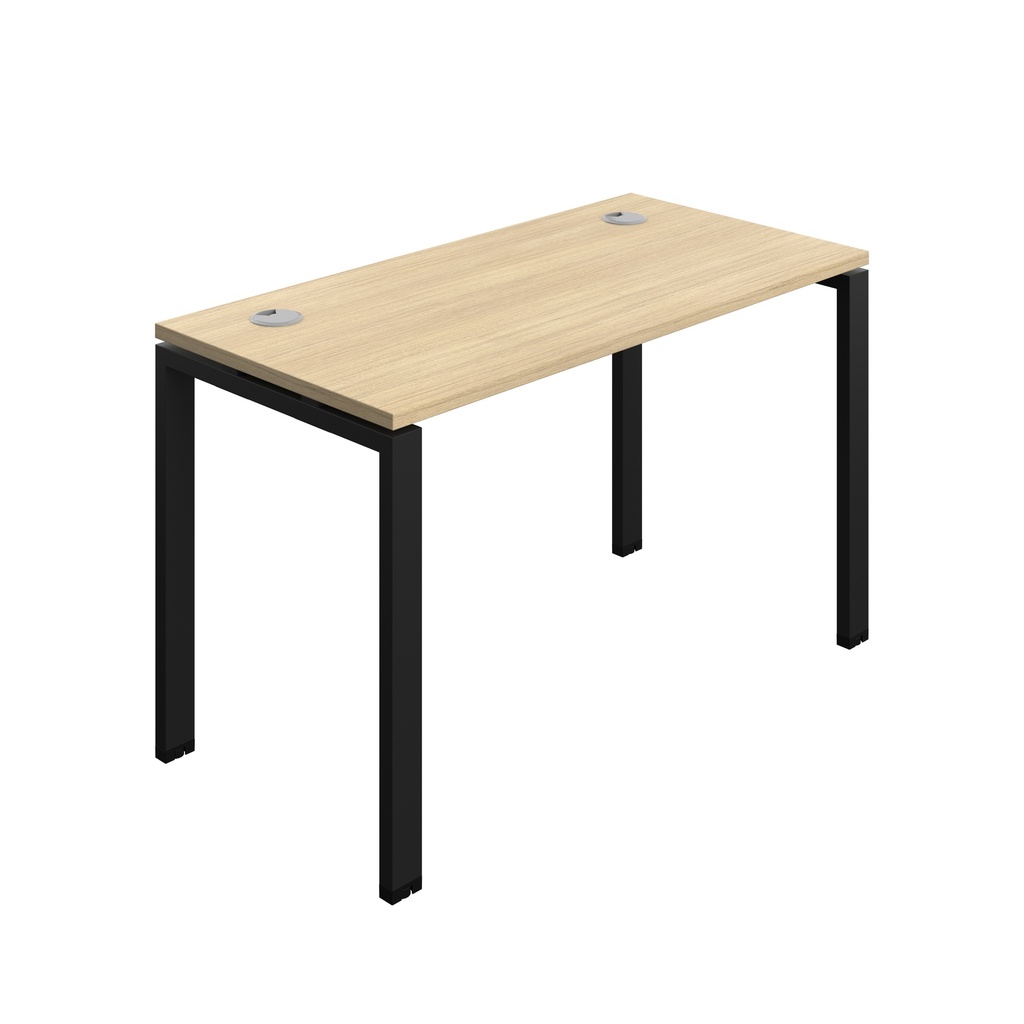 Synergy|1P Bench Desk|Cable Ports|Goal Post|1200X700|Nova Oak-Black