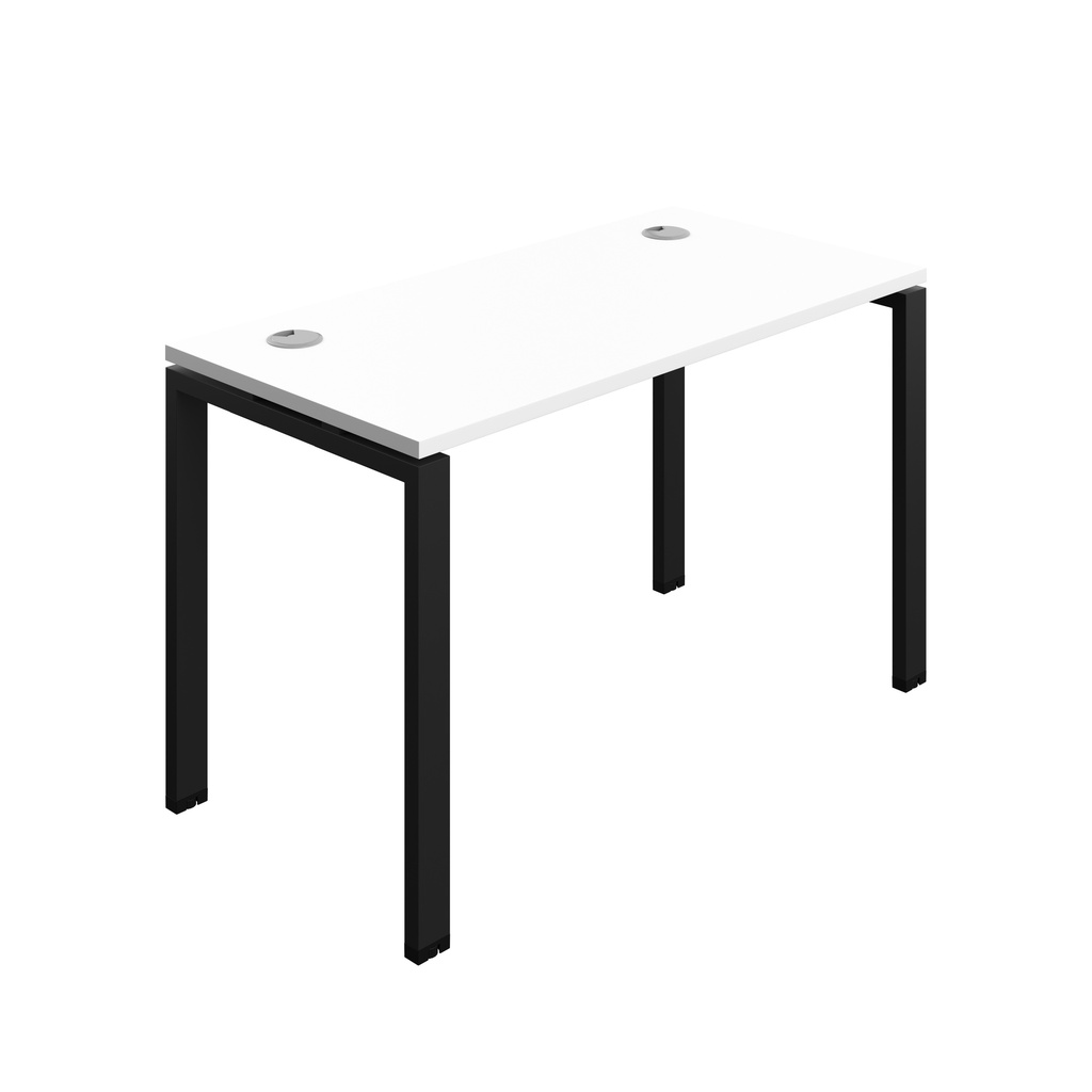 Synergy|1P Bench Desk|Cable Ports|Goal Post|1200X700|White-Black