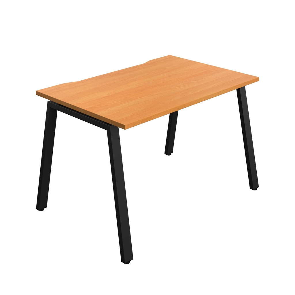 Synergy Bench With Cut Out: 1 Person (Fsc) | A-Frame Leg | 1200 X 800 | Beech/Black