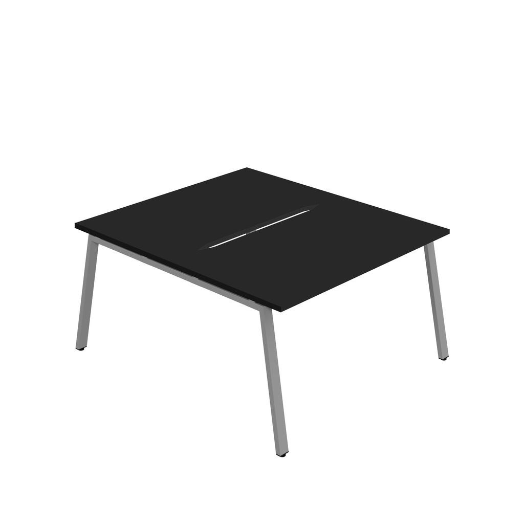 Synergy|2P Bench Desk|Cut Out|A-Frame|1200X800|Black-Silver