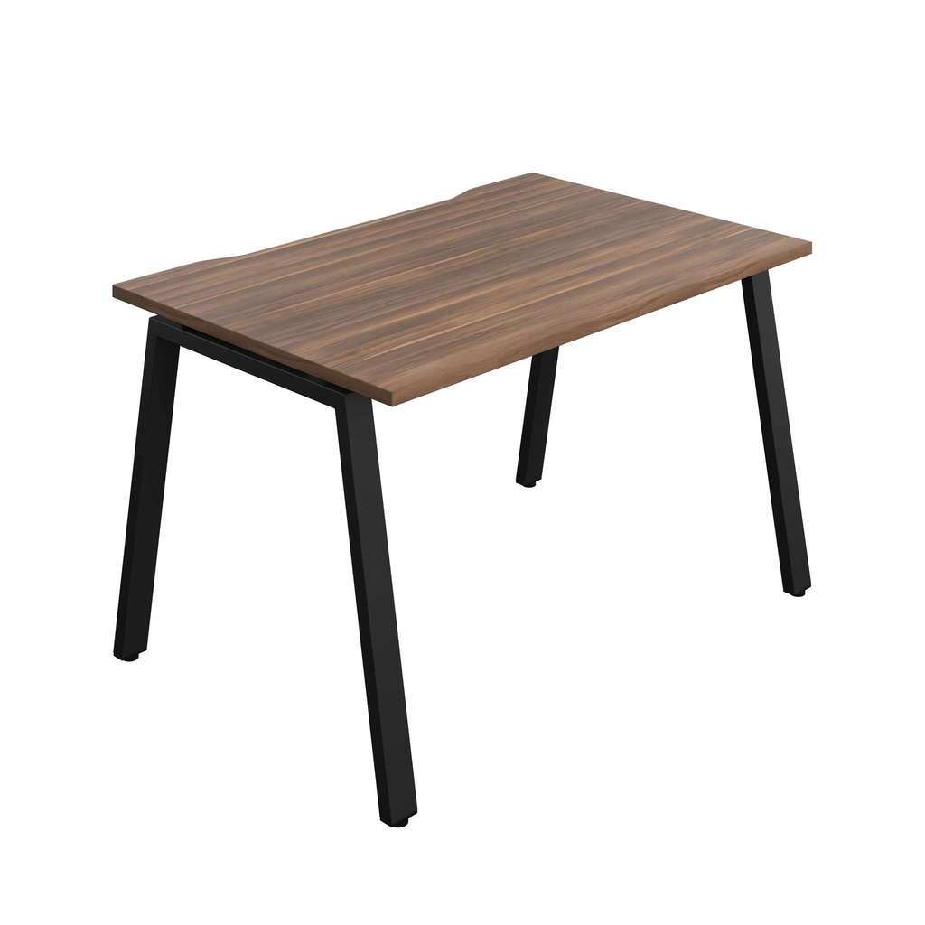 Synergy Bench With Cut Out: 1 Person (Fsc) | A-Frame Leg | 1200 X 800 | Dark Walnut/Black