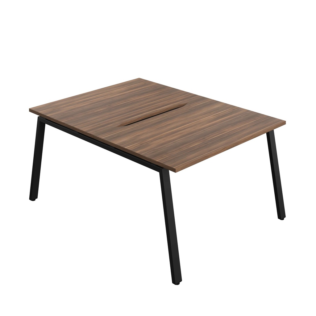 Synergy Bench With Cut Out: 2 Person (Fsc) | A-Frame Leg | 1200 X 800 | Dark Walnut/Black