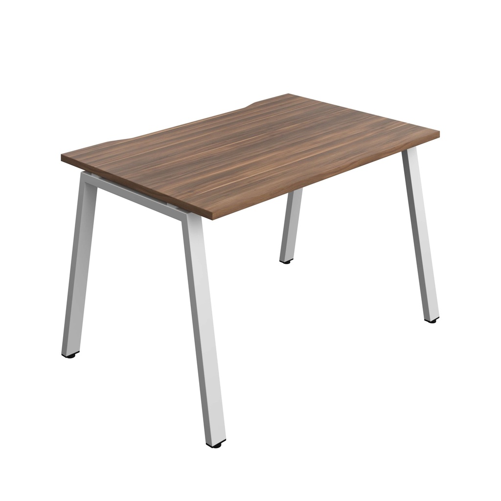 Synergy Bench With Cut Out: 1 Person (Fsc) | A-Frame Leg | 1200 X 800 | Dark Walnut/Silver