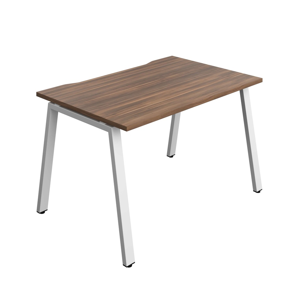 Synergy Bench With Cut Out: 1 Person (Fsc) | A-Frame Leg | 1200 X 800 | Dark Walnut/White