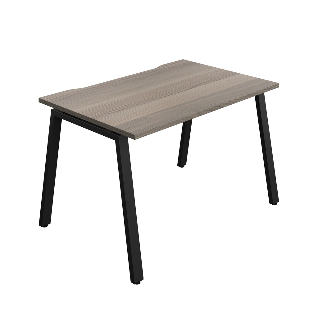 Synergy Bench With Cut Out: 1 Person (Fsc) | A-Frame Leg | 1200 X 800 | Grey Oak/Black