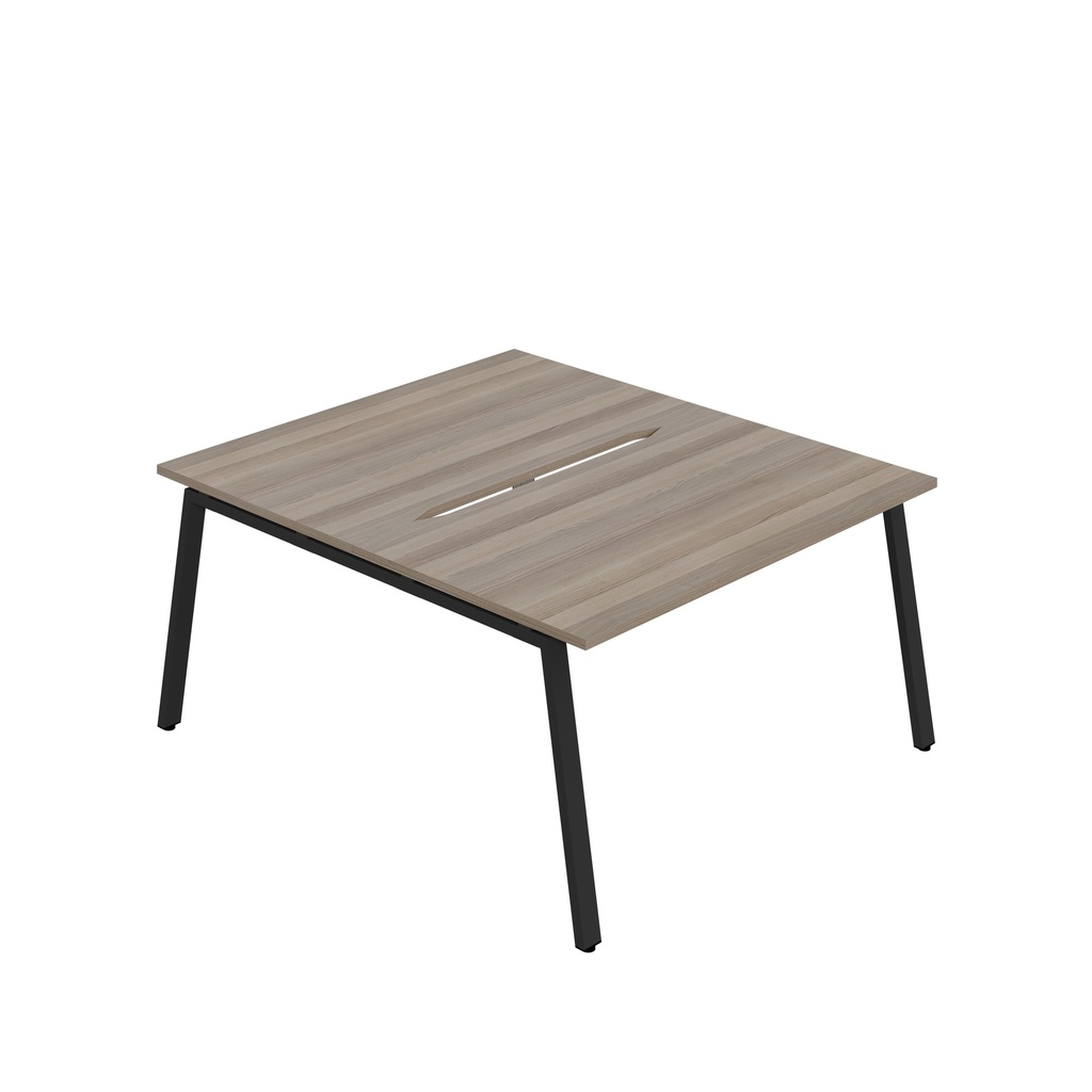 Synergy|2P Bench Desk|Cut Out|A-Frame|1200X800|Grey Oak-Black
