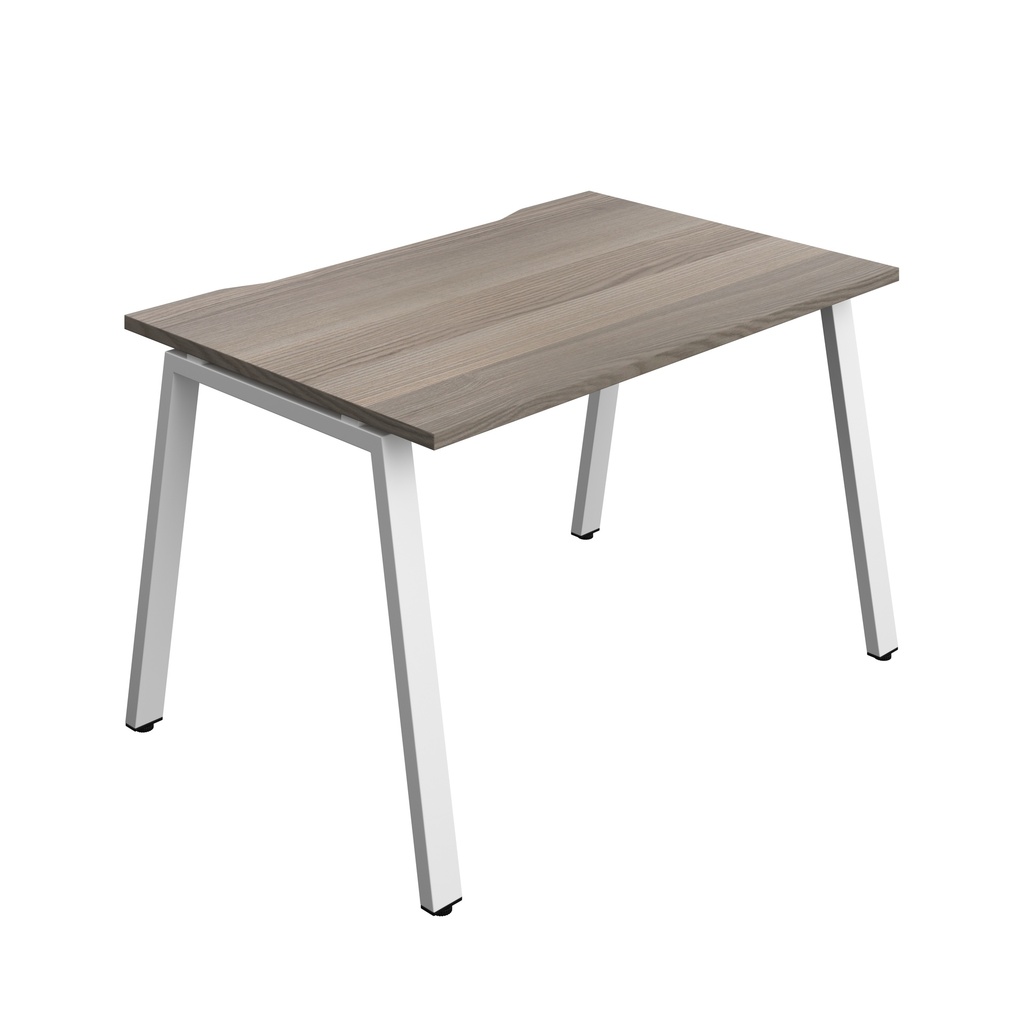 Synergy Bench With Cut Out: 1 Person (Fsc) | A-Frame Leg | 1200 X 800 | Grey Oak/White