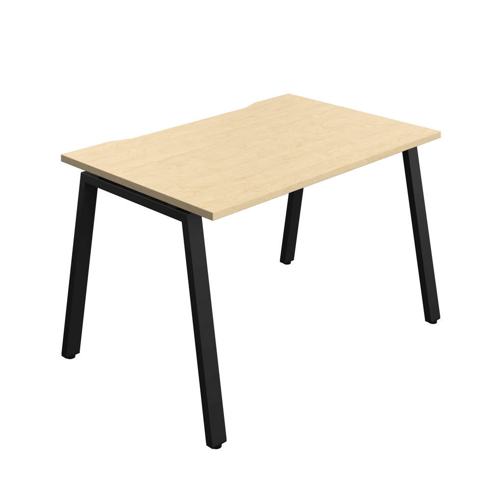 Synergy Bench With Cut Out: 1 Person (Fsc) | A-Frame Leg | 1200 X 800 | Maple/Black