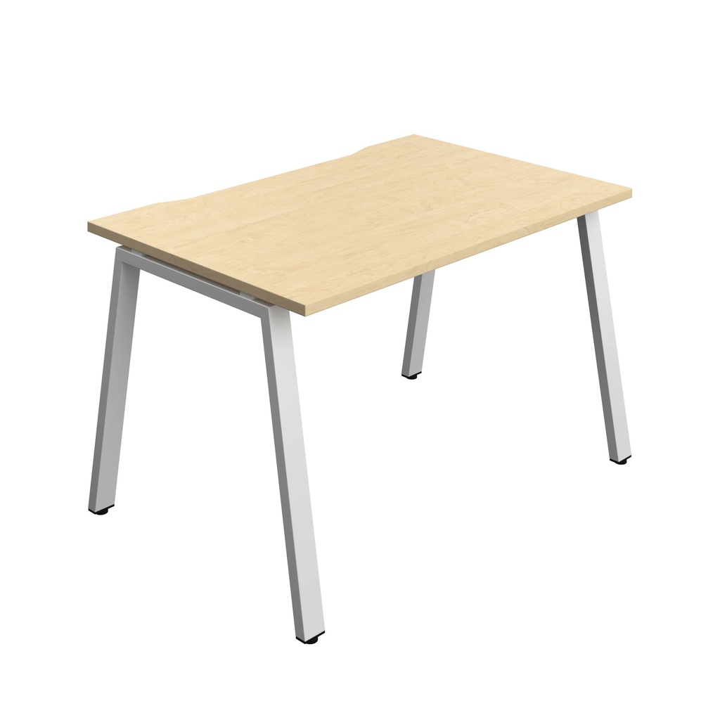 Synergy Bench With Cut Out: 1 Person (Fsc) | A-Frame Leg | 1200 X 800 | Maple/Silver