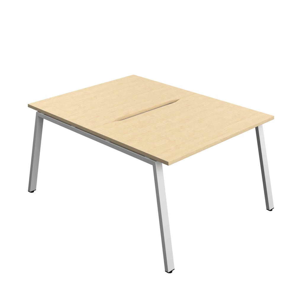 Synergy Bench With Cut Out: 2 Person (Fsc) | A-Frame Leg | 1200 X 800 | Maple/Silver