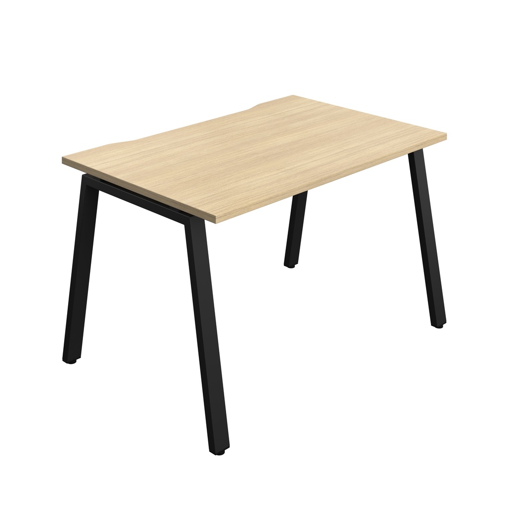 Synergy Bench With Cut Out: 1 Person (Fsc) | A-Frame Leg | 1200 X 800 | Nova Oak/Black