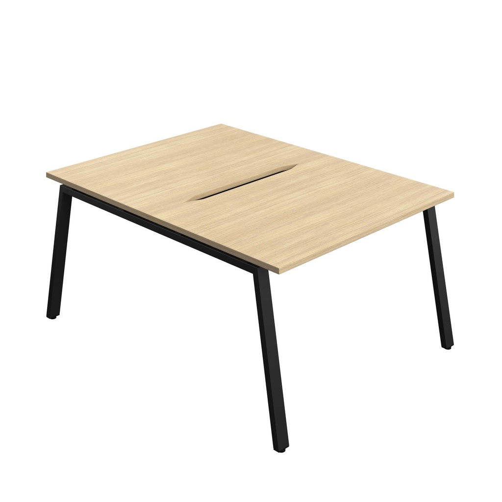 Synergy Bench With Cut Out: 2 Person (Fsc) | A-Frame Leg | 1200 X 800 | Nova Oak/Black