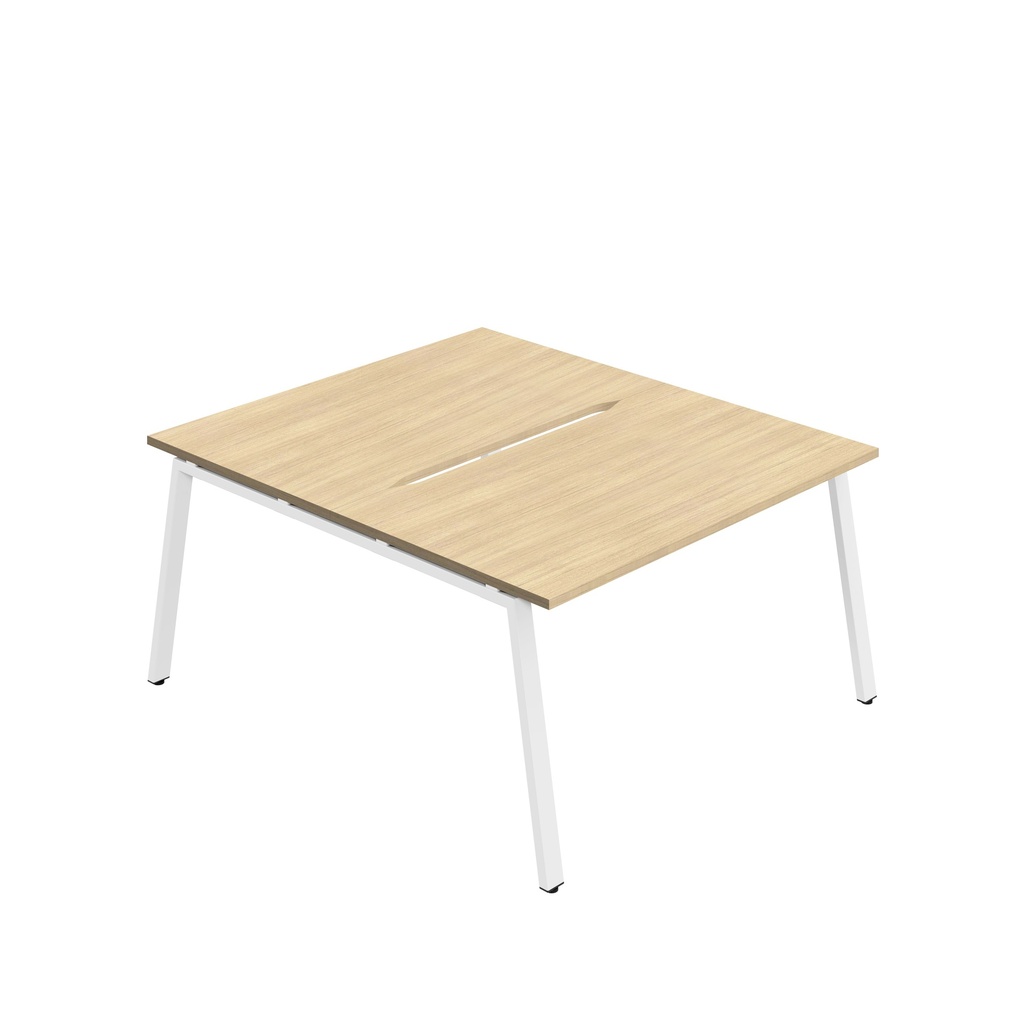 Synergy|2P Bench Desk|Cut Out|A-Frame|1200X800|Nova Oak-White