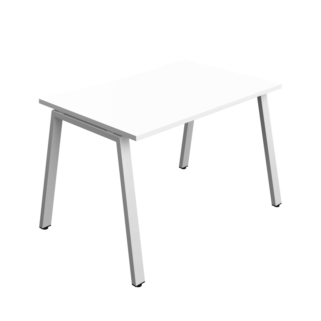 Synergy Bench With Cut Out: 1 Person (Fsc) | A-Frame Leg | 1200 X 800 | White/Silver