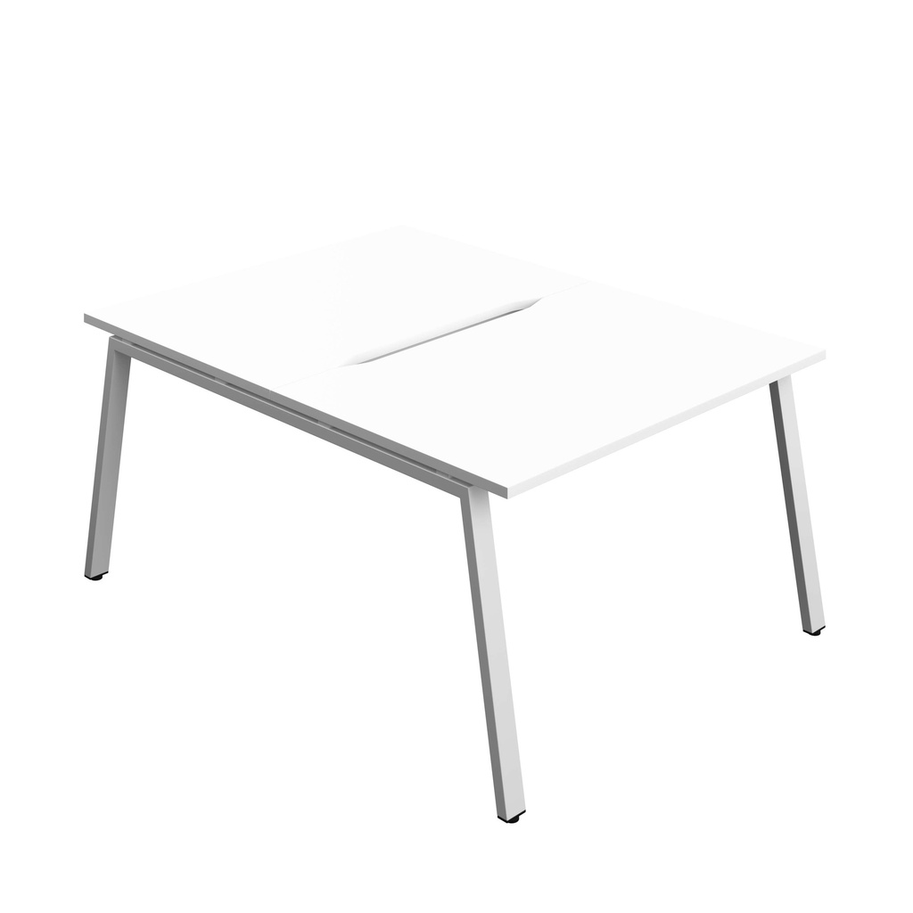 Synergy Bench With Cut Out: 2 Person (Fsc) | A-Frame Leg | 1200 X 800 | White/Silver