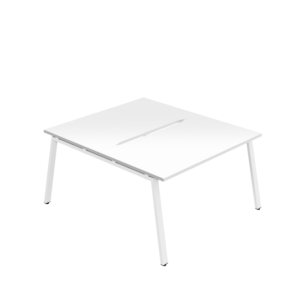 Synergy|2P Bench Desk|Cut Out|A-Frame|1200X800|White-White