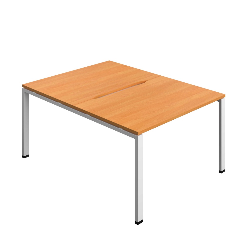 Synergy Bench With Cut Out: 2 Person (Fsc) | Goal Post Leg | 1200 X 800 | Beech/White