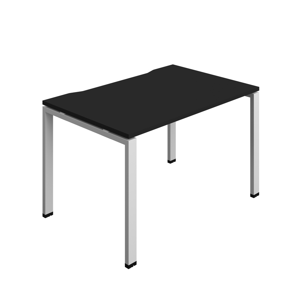 Synergy Bench With Cut Out: 1 Person (Fsc) | Goal Post Leg | 1200 X 800 | Black/Silver