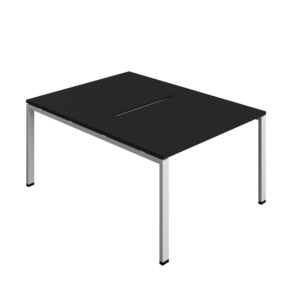 Synergy Bench With Cut Out: 2 Person (Fsc) | Goal Post Leg | 1200 X 800 | Black/Silver