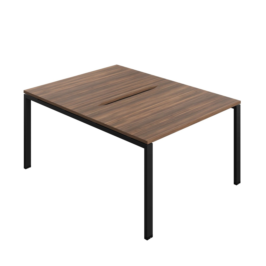 Synergy Bench With Cut Out: 2 Person (Fsc) | Goal Post Leg | 1200 X 800 | Dark Walnut/Black