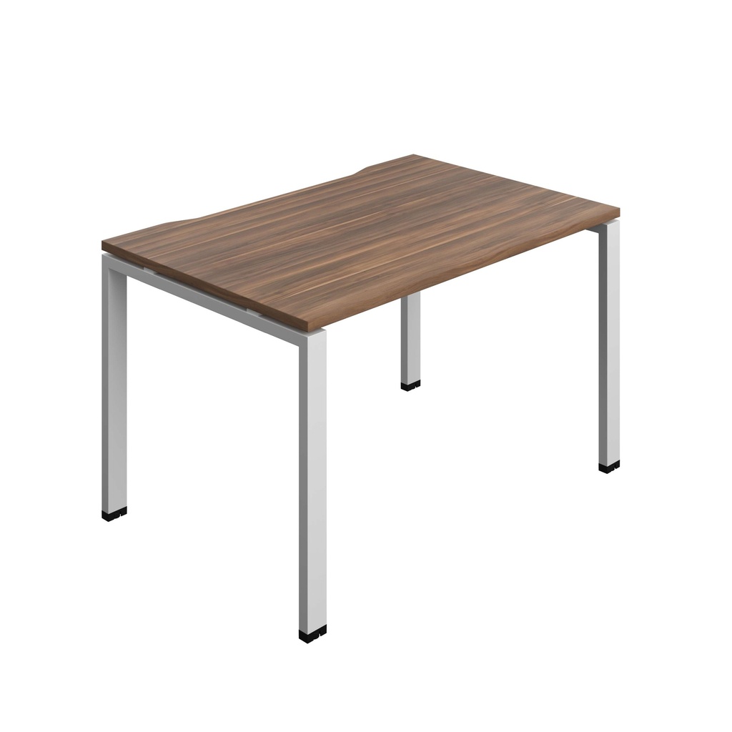 Synergy Bench With Cut Out: 1 Person (Fsc) | Goal Post Leg | 1200 X 800 | Dark Walnut/Silver