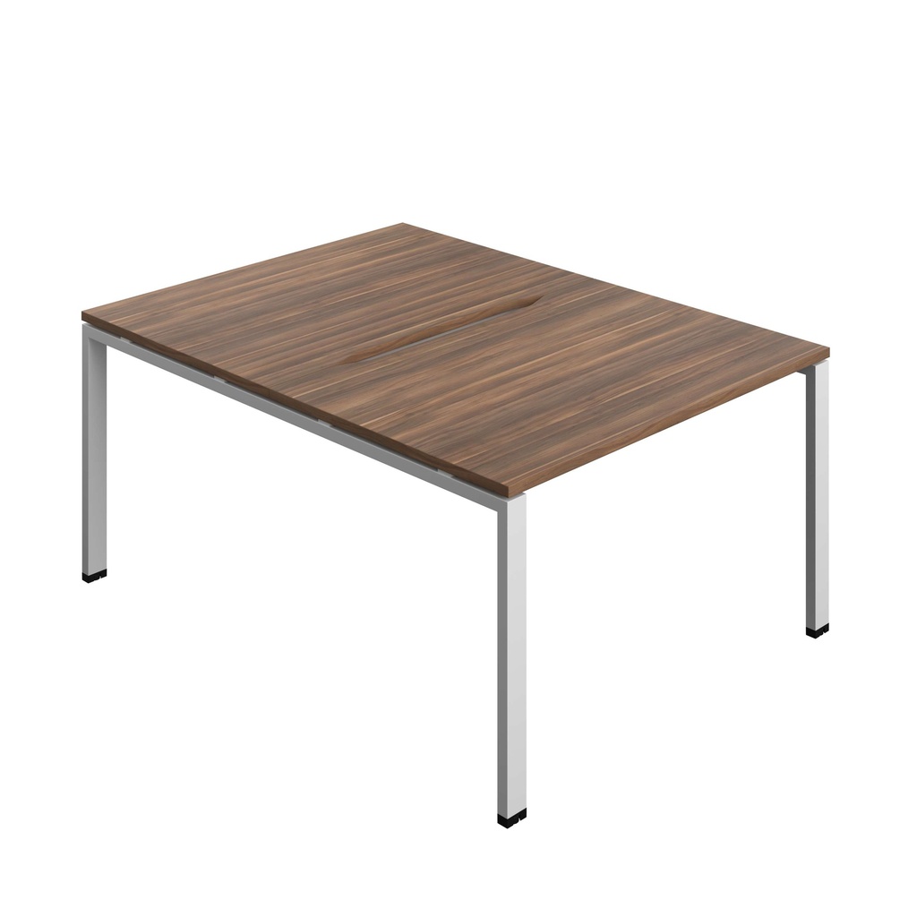 Synergy Bench With Cut Out: 2 Person (Fsc) | Goal Post Leg | 1200 X 800 | Dark Walnut/Silver