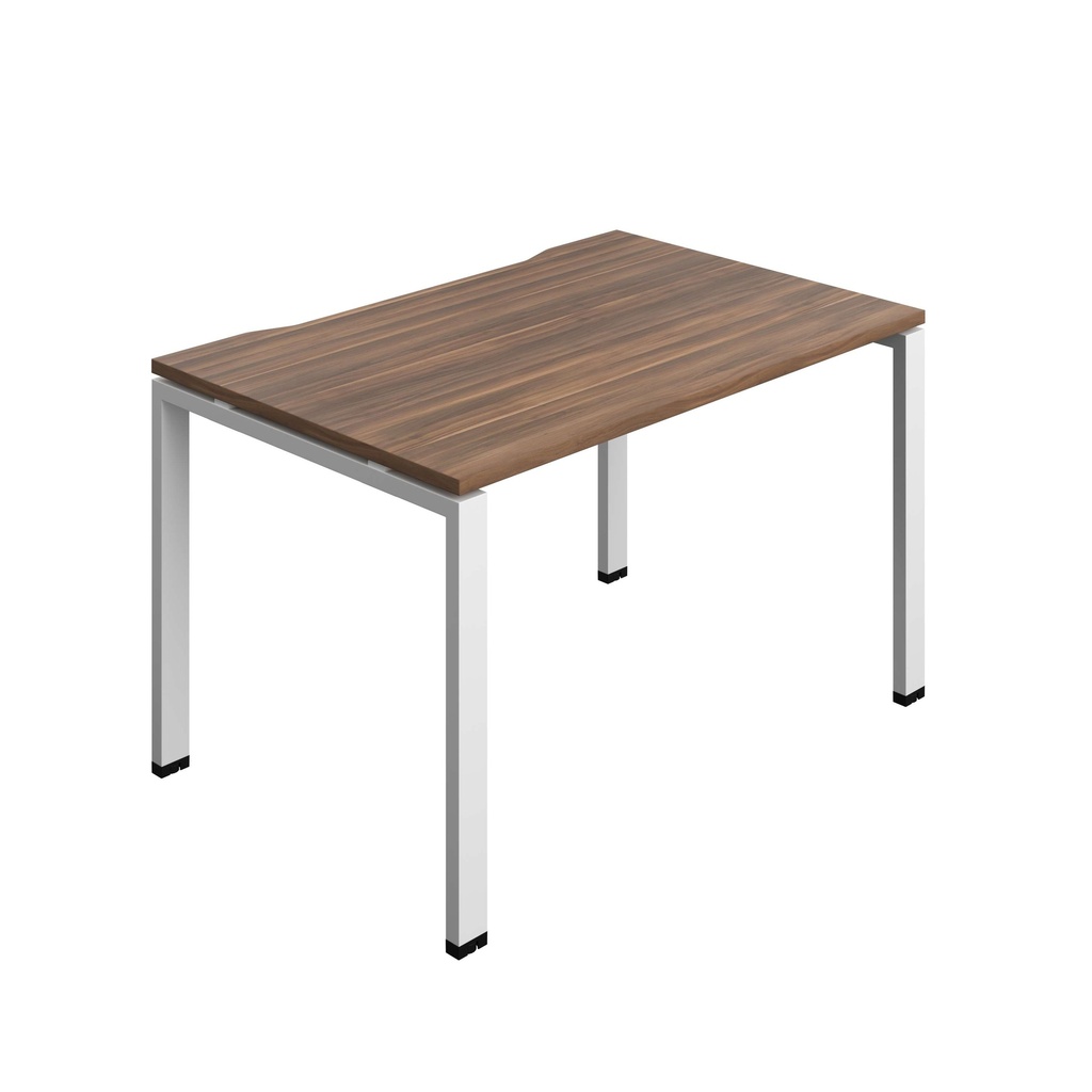 Synergy Bench With Cut Out: 1 Person (Fsc) | Goal Post Leg | 1200 X 800 | Dark Walnut/White