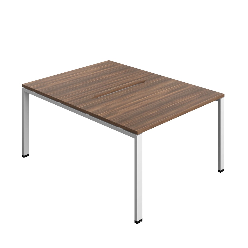 Synergy Bench With Cut Out: 2 Person (Fsc) | Goal Post Leg | 1200 X 800 | Dark Walnut/White