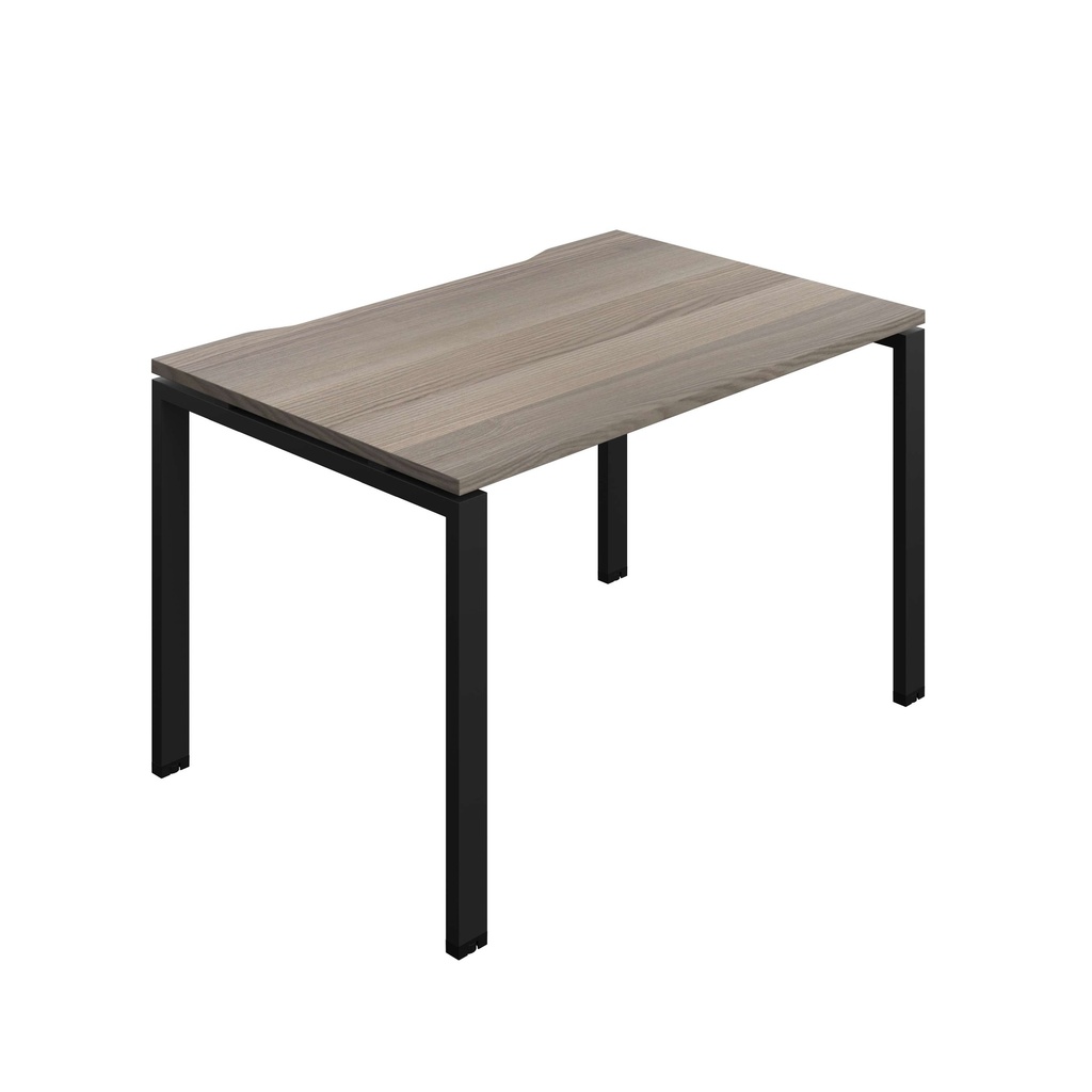 Synergy Bench With Cut Out: 1 Person (Fsc) | Goal Post Leg | 1200 X 800 | Grey Oak/Black