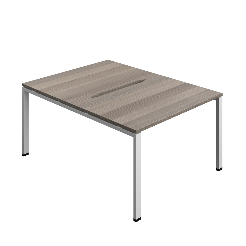 Synergy|2P Bench Desk|Cut Out|Goal Post|1200X800|Grey Oak-Silver