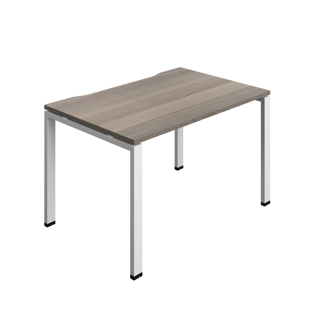 Synergy Bench With Cut Out: 1 Person (Fsc) | Goal Post Leg | 1200 X 800 | Grey Oak/White