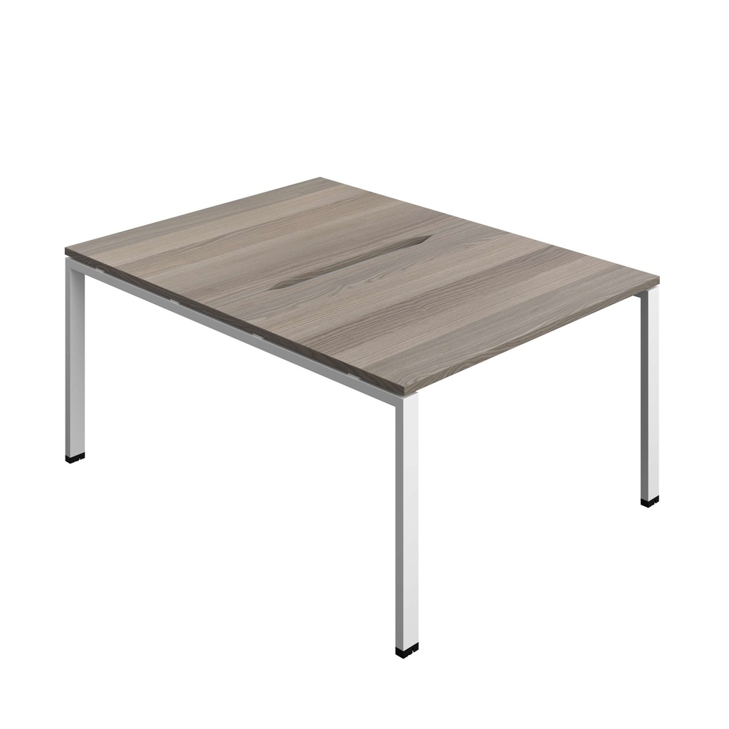 Synergy Bench With Cut Out: 2 Person (Fsc) | Goal Post Leg | 1200 X 800 | Grey Oak/White