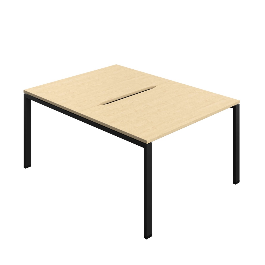 Synergy Bench With Cut Out: 2 Person (Fsc) | Goal Post Leg | 1200 X 800 | Maple/Black