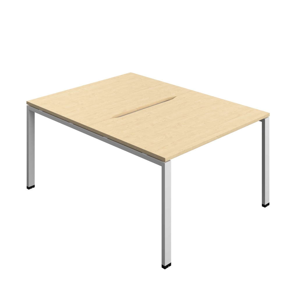 Synergy Bench With Cut Out: 2 Person (Fsc) | Goal Post Leg | 1200 X 800 | Maple/Silver