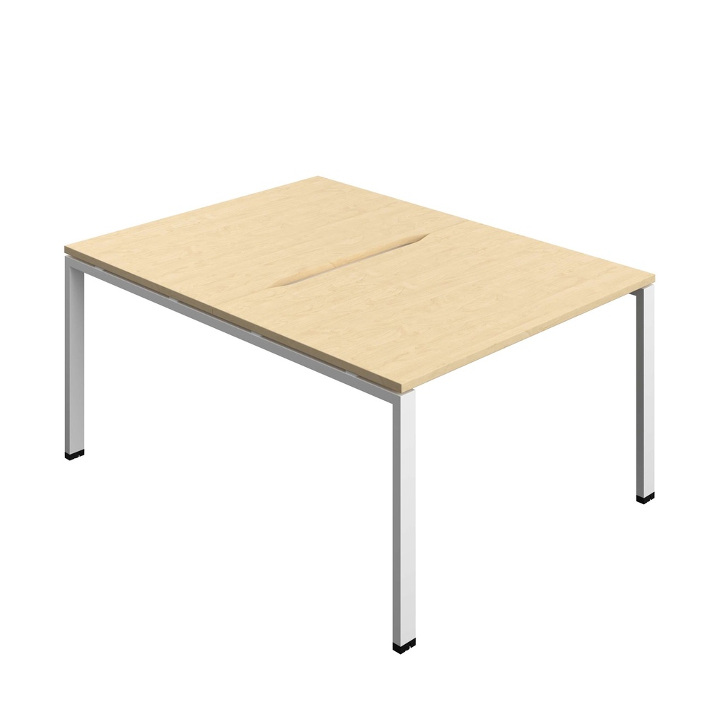 Synergy Bench With Cut Out: 2 Person (Fsc) | Goal Post Leg | 1200 X 800 | Maple/White